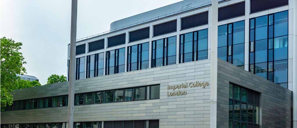 A college building. Imperial college in written on main wall of building, 